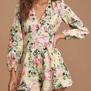 Maribelle White Floral Print Long Sleeve Romper (XS)  - NWOT